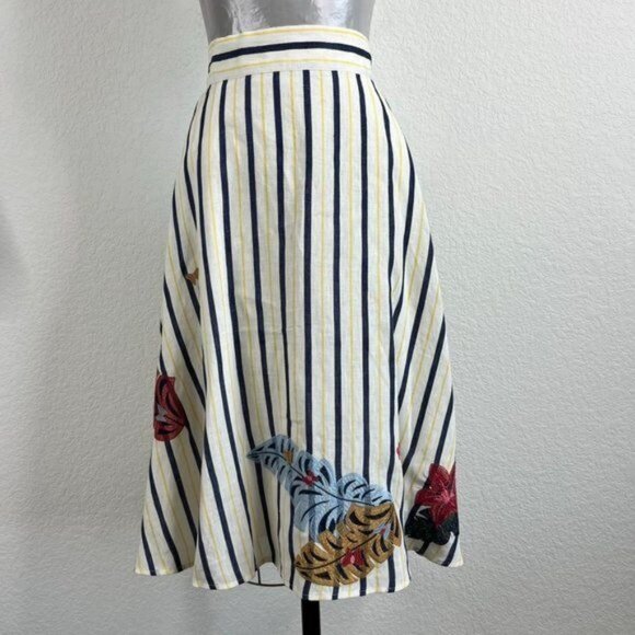 Brooks Brothers Embroidered Striped A Line Skirt - Picture 2 of 12